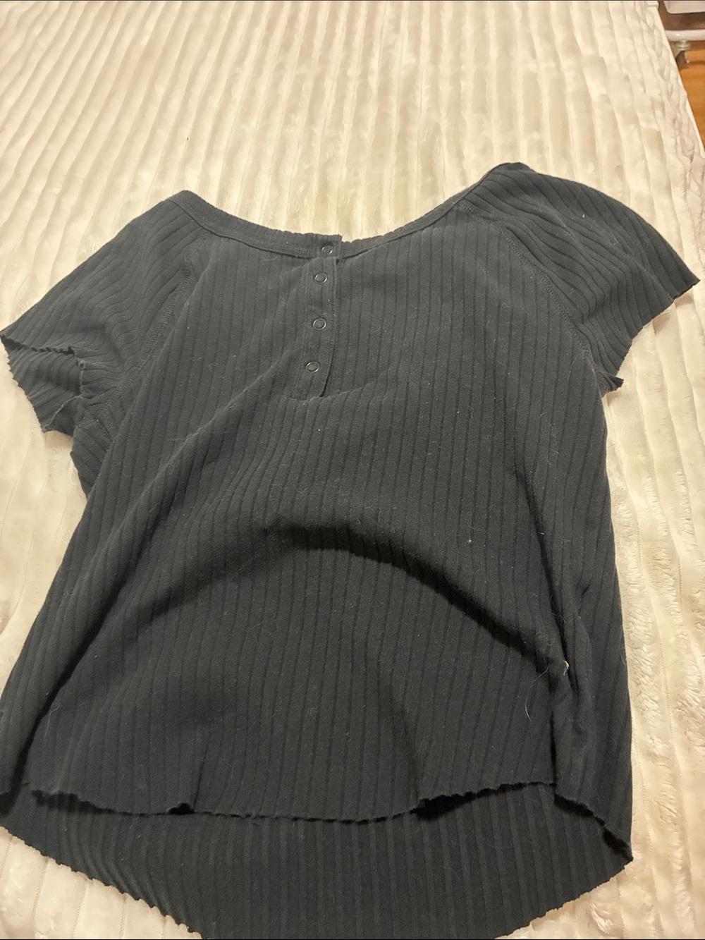 American Eagle Outfitters Black Ribbed Short Sleeve Top